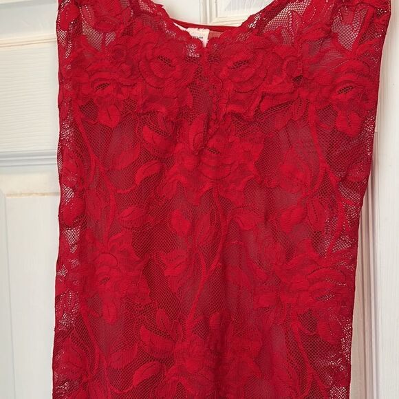 Red Lace Slip Dress - See Thru - Lingerie - Victoria Secret Red  Spaghetti Strap - Picture 2 of 5